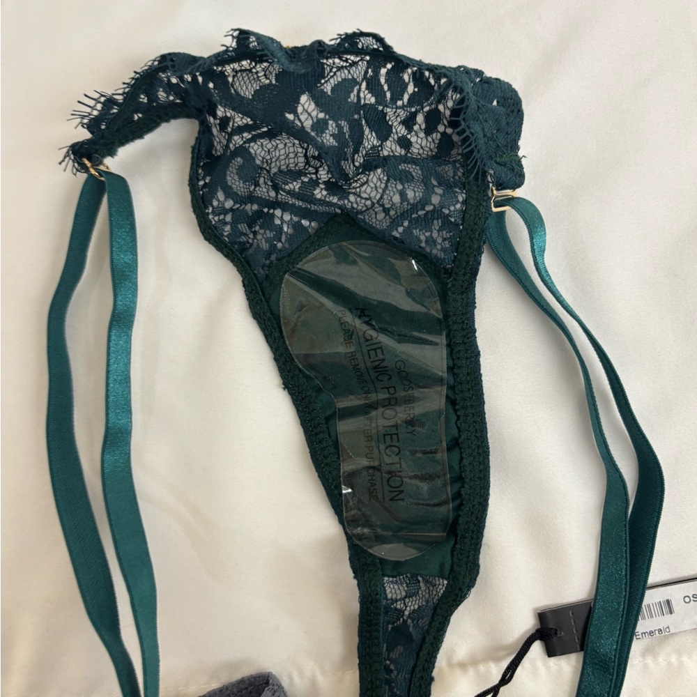 Gooseberry intimates thong lace one size small-xl emerald and grey new - Picture 11 of 13